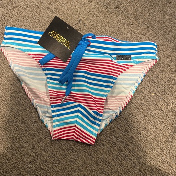 Andrew Christian • Men’s Striped Swim Briefs – Red, White & Blue, Size X S, NWT - Picture 2 of 4